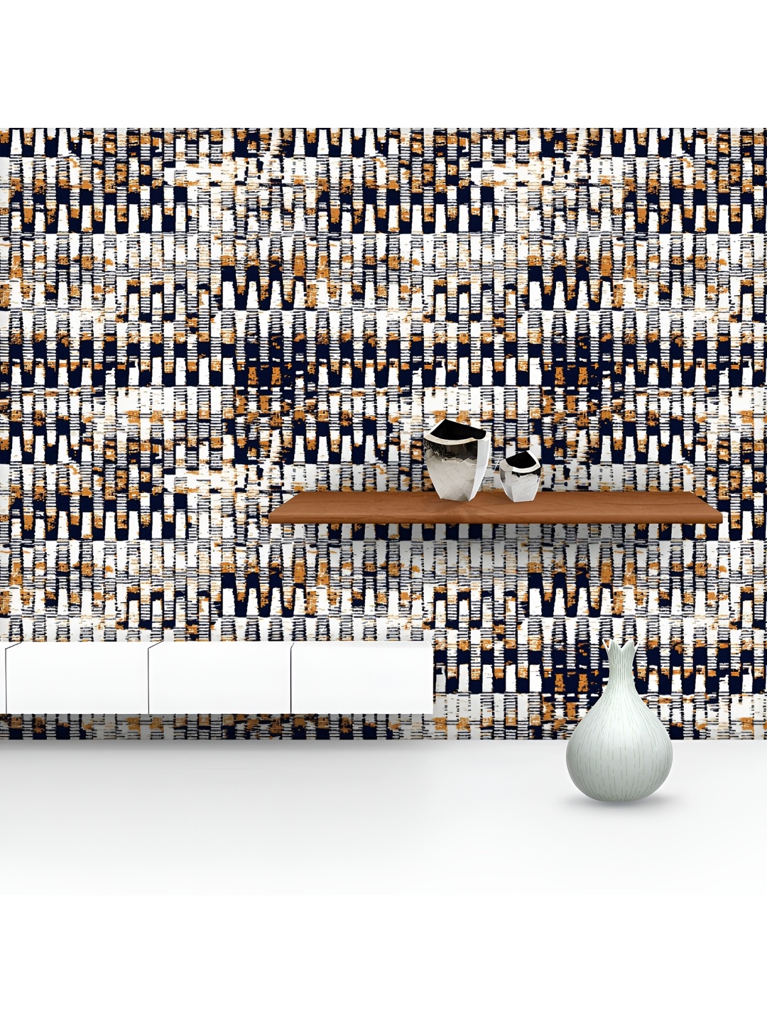 

ArtzFolio Printed UV-Resistant Anti-Bacterial Ikat Zigzag Stripes Peel & Stick Wallpaper, Multi