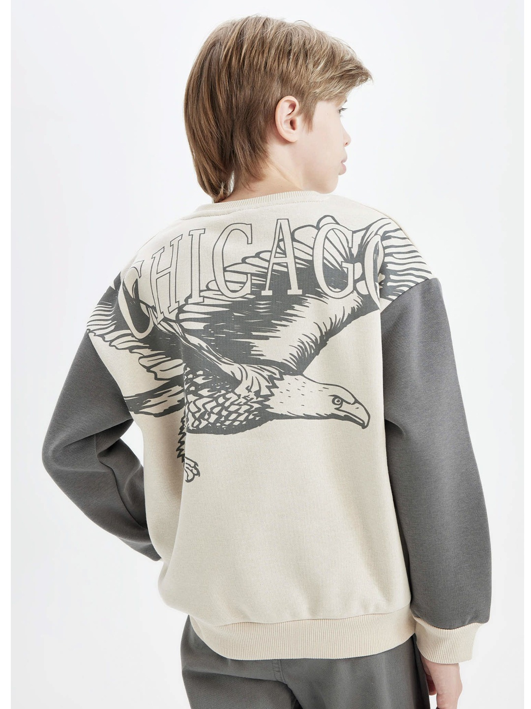 

DeFacto Boys Typography Printed Pullover, Cream