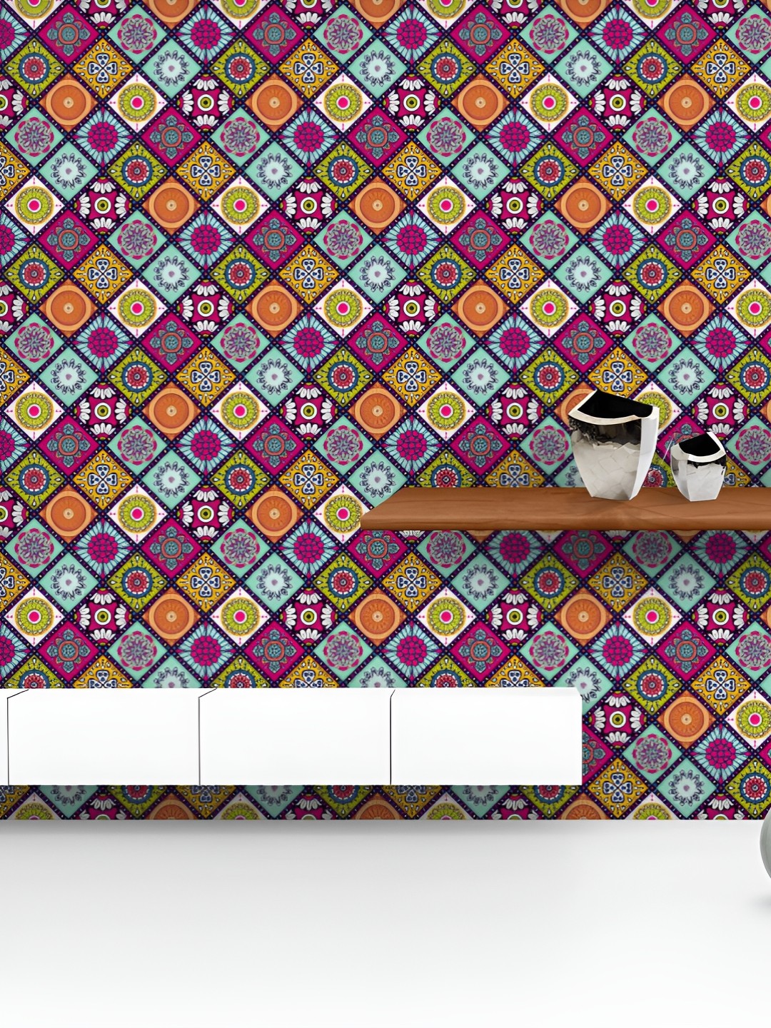 

ArtzFolio Printed UV-Resistant Anti-Bacterial Hand Drawn Mandalas Peel & Stick Wallpaper, Multi