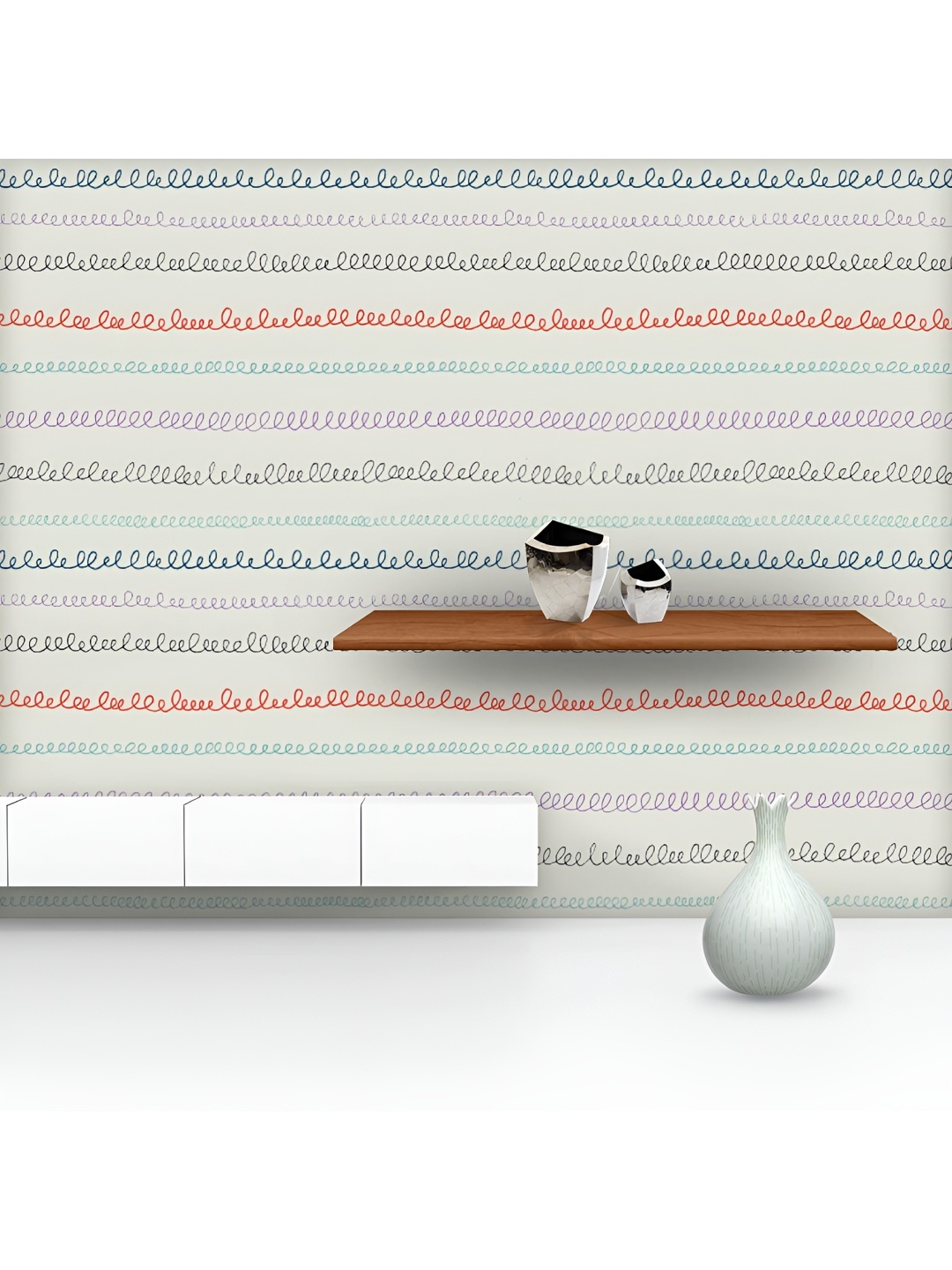 

ArtzFolio Printed UV-Resistant Anti-Bacterial Hand-Drawn Stripes Peel & Stick Wallpaper, Multi