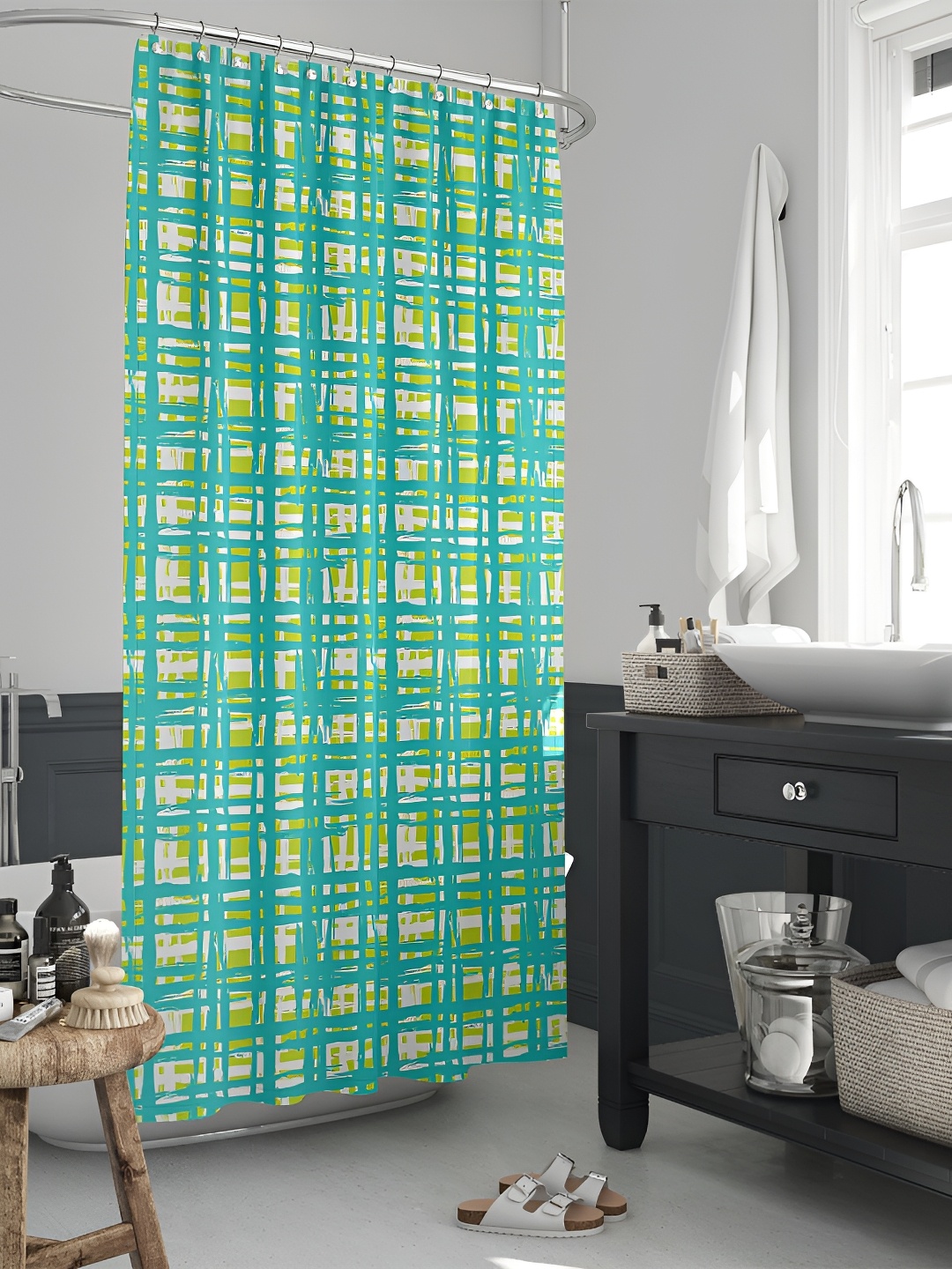 

ArtzFolio Turquoise Blue and Green Printed Waterproof Shower Curtains