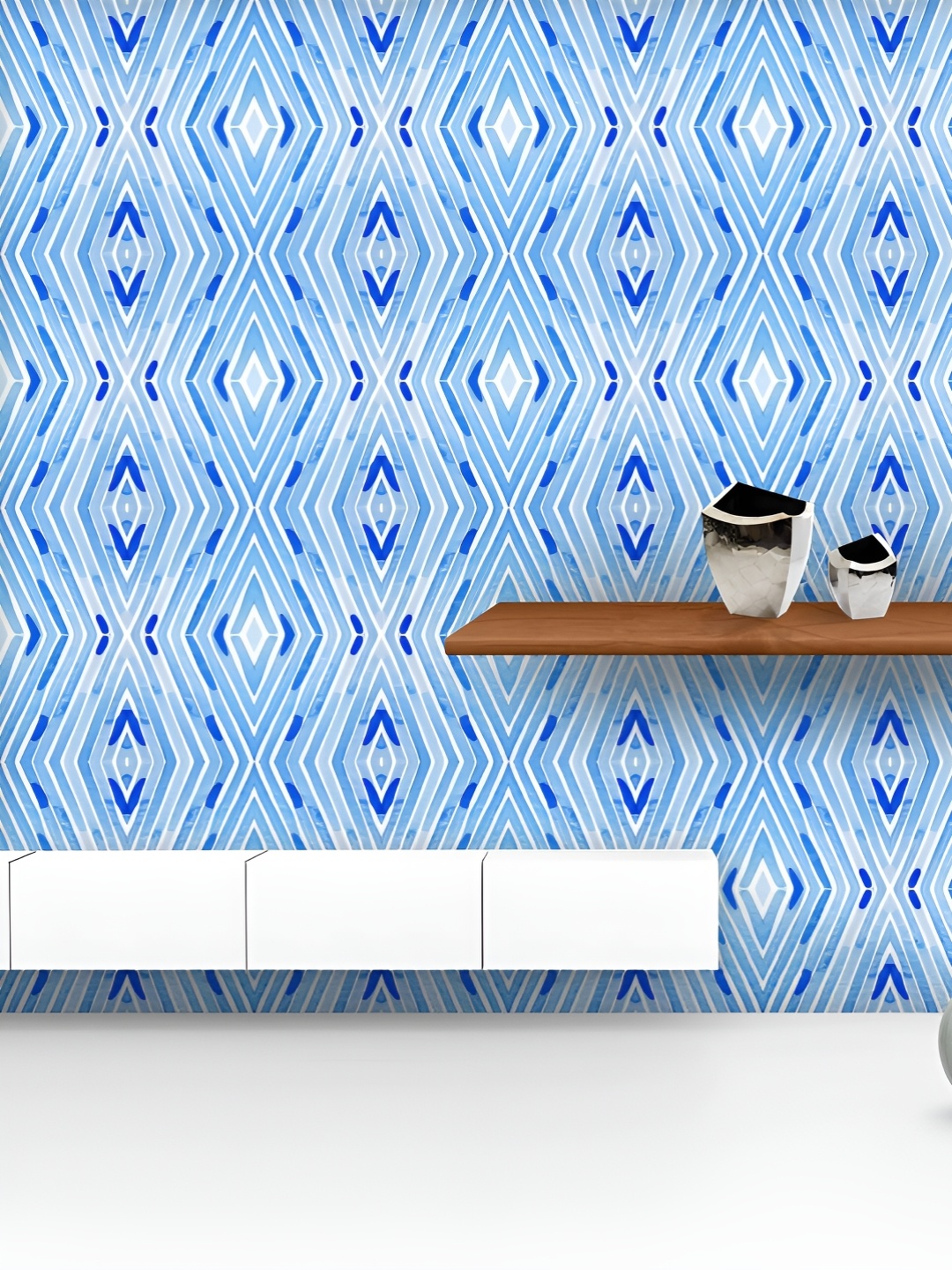 

ArtzFolio Printed UV-Resistant Anti-Bacterial Blue Watercolor Stripes Peel & Stick Wallpaper, Multi