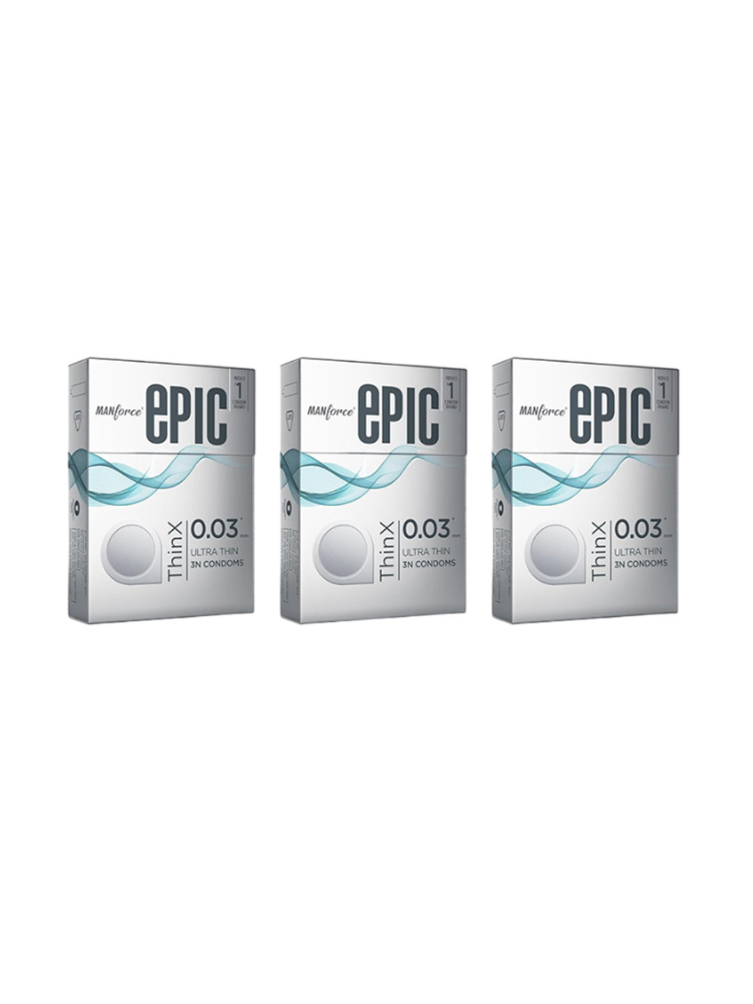 

Manforce Set of 3 Epic ThinX Ultra Thin Condoms - 3 Pieces Each, White