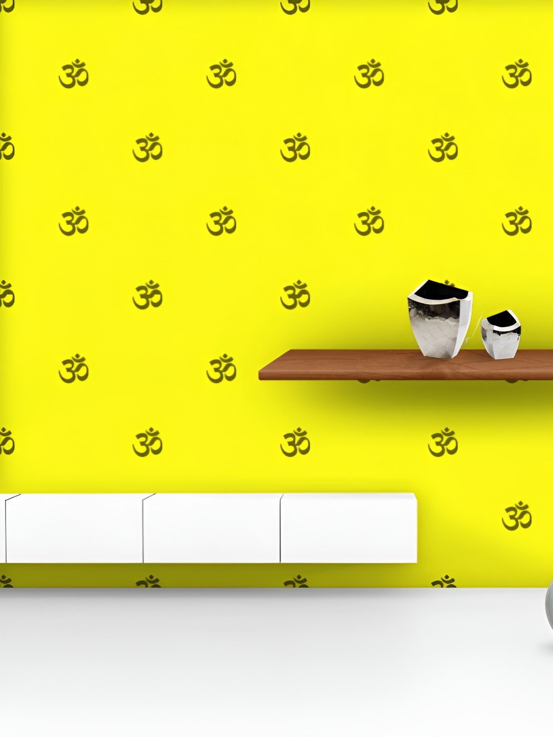 

ArtzFolio Printed UV-Resistant Anti-Bacterial Om Signs On Yellow Peel & Stick Wallpaper, Multi