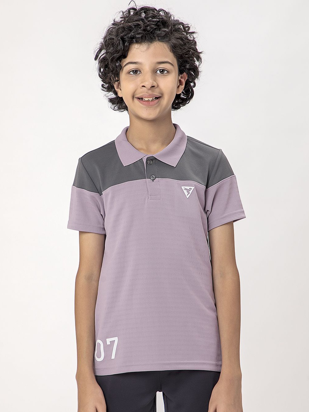 

Technosport Boys Colourblocked Polo Collar UPF50 Slim Fit T-shirt, Purple