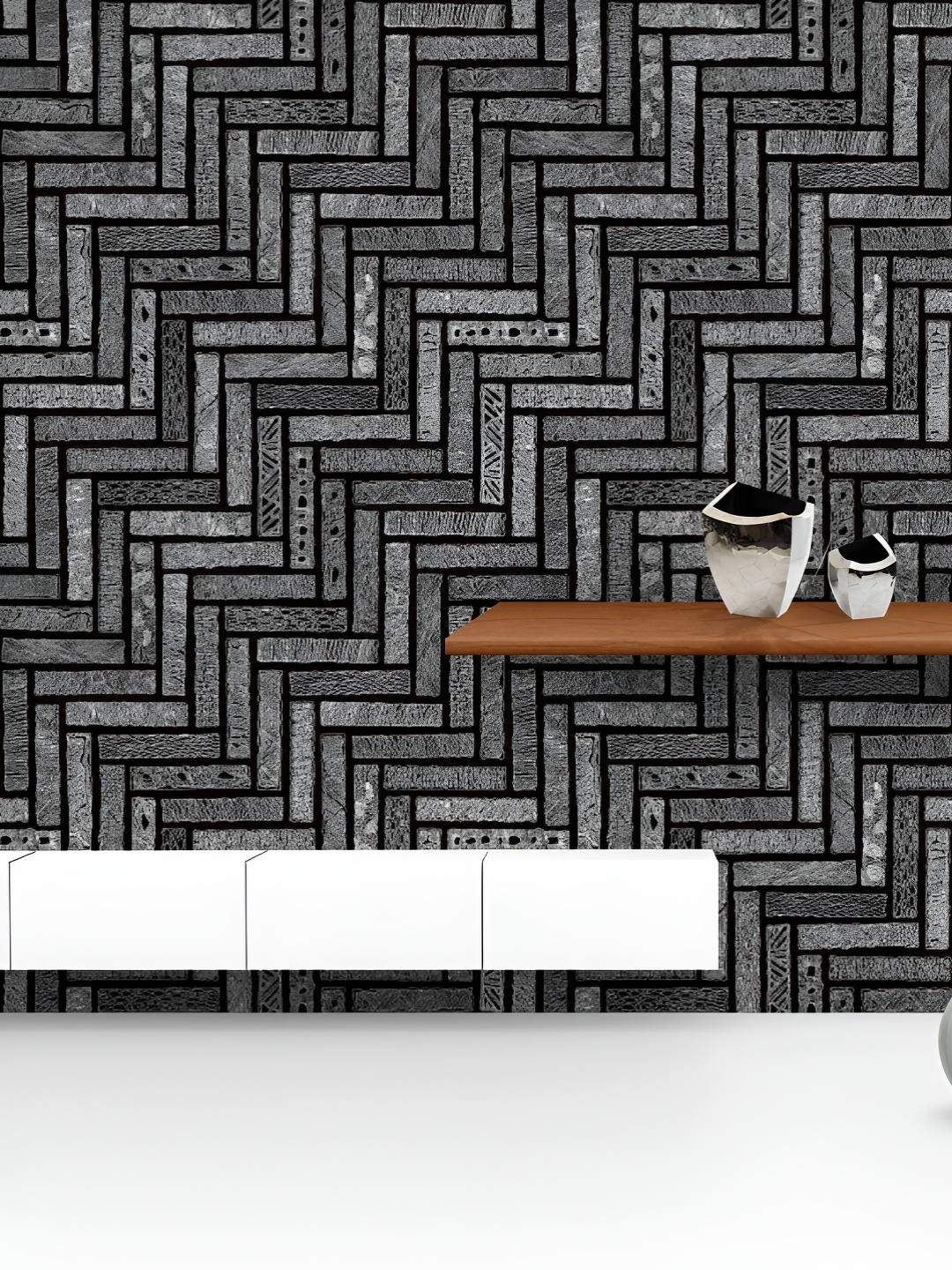 

ArtzFolio Printed UV-Resistant Anti-Bacterial Abstract Doodle Herringbone Peel & Stick Wallpaper, Multi
