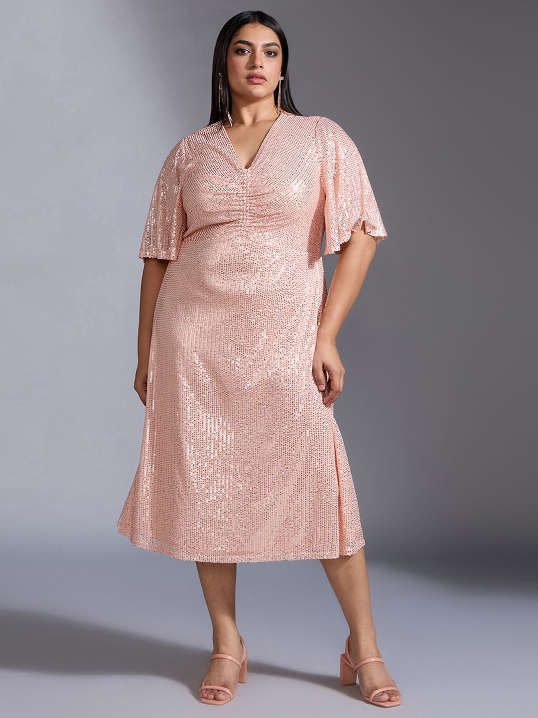 

20Dresses Women Plus Size Embellished Fit & Flare Dress, Peach