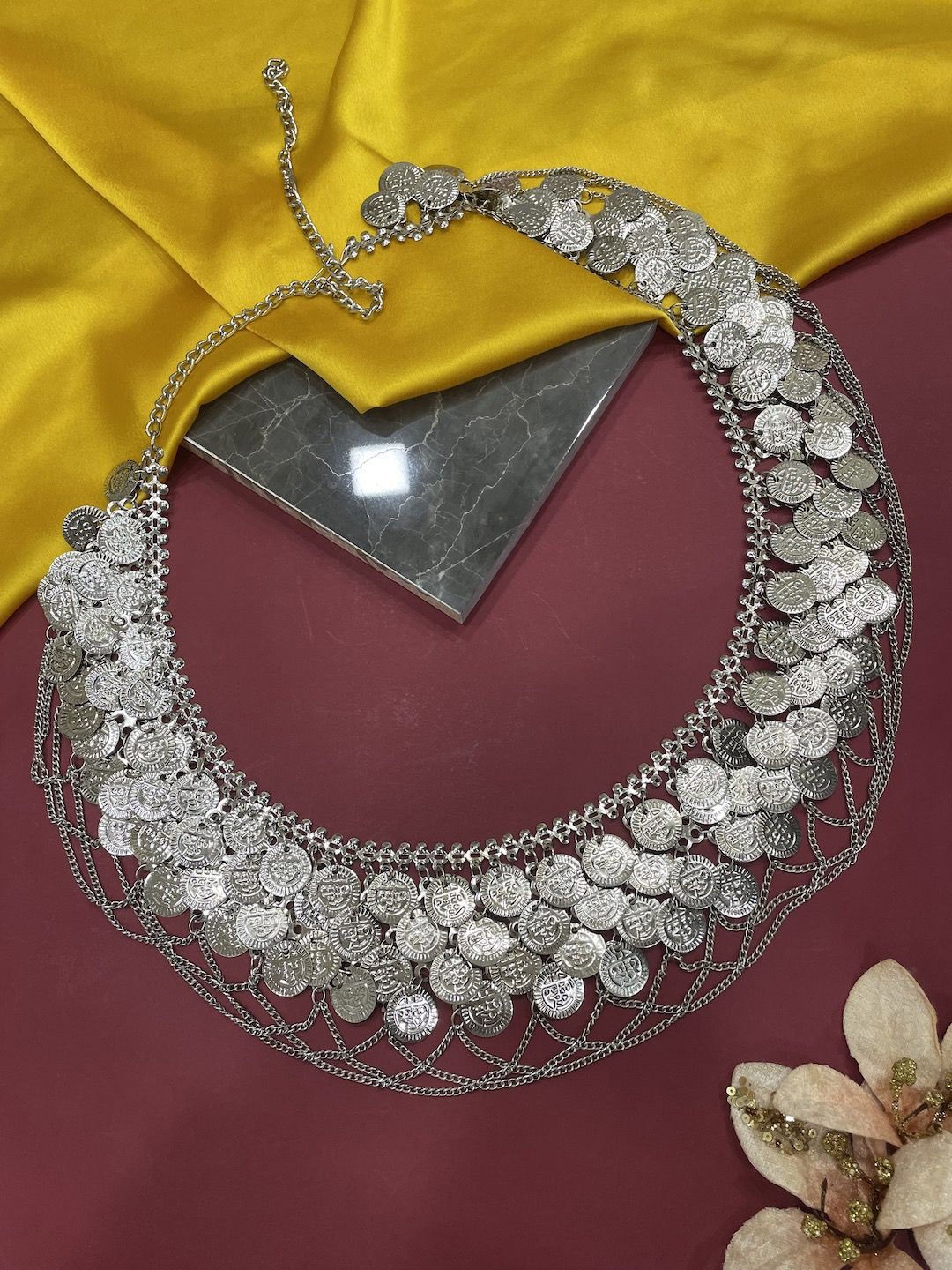 

Digital Dress Room German Silver Studded Waist Chain Saree Accessories