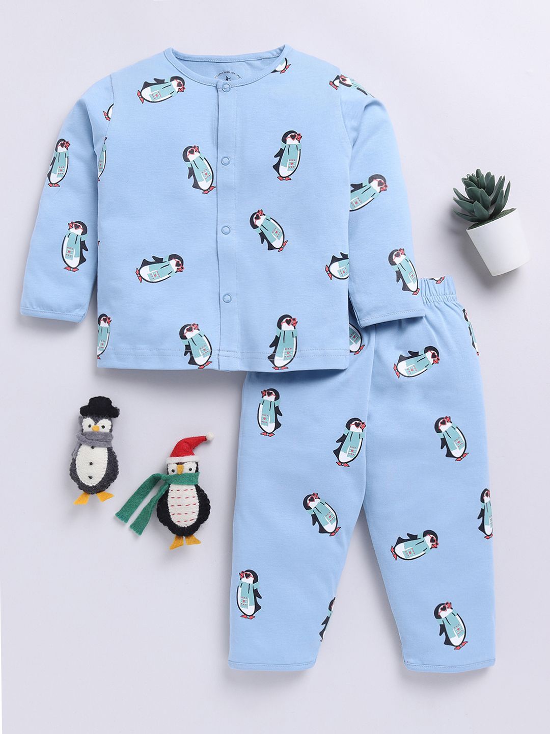 

Clt.s Kids Cartoon Characters Printed Pure Cotton Night suit, Blue