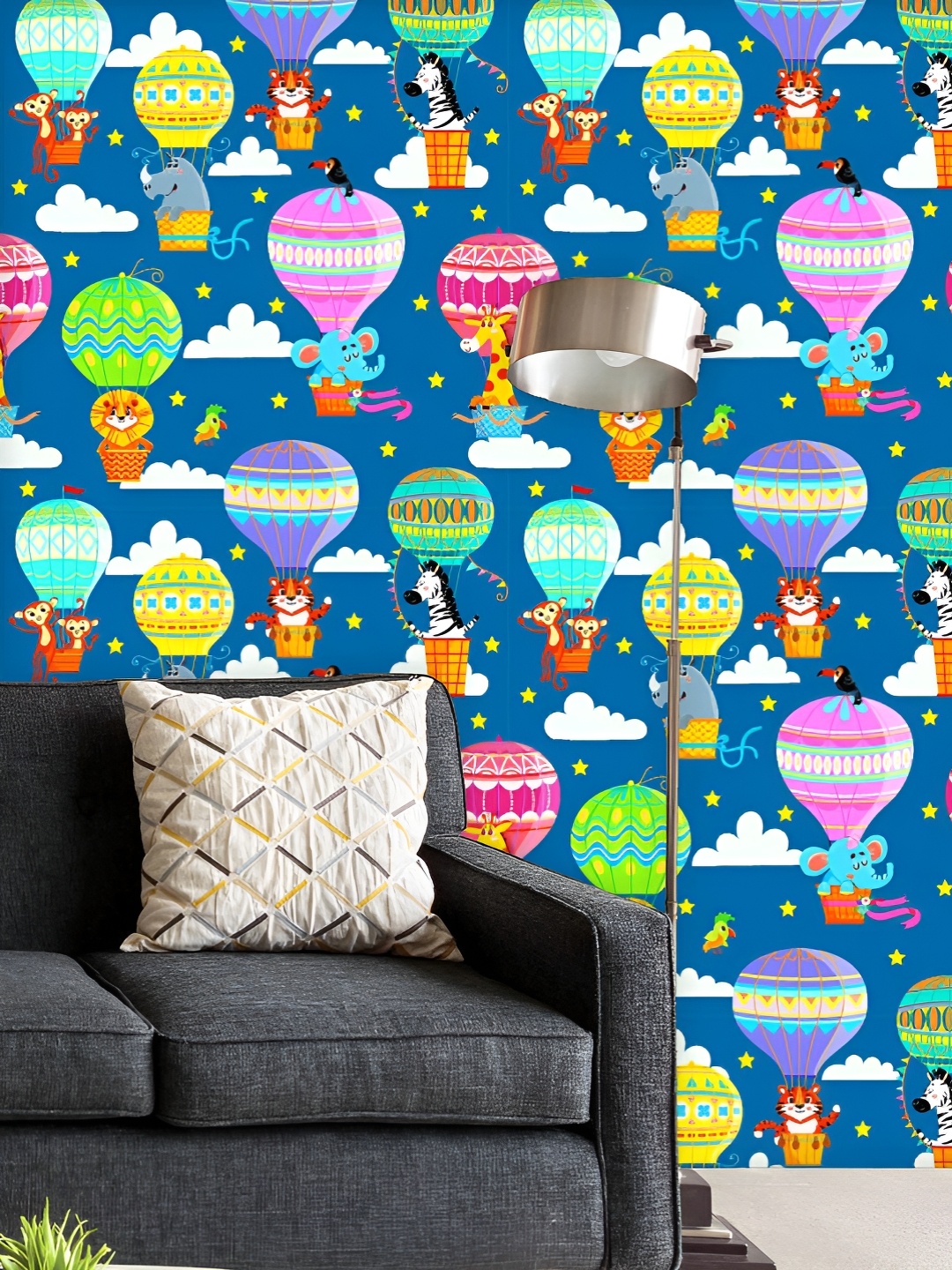 

ArtzFolio Printed UV-Resistant Anti-Bacterial Colorful Hot Air Balloons And Animals Peel & Stick Wallpaper, Multi