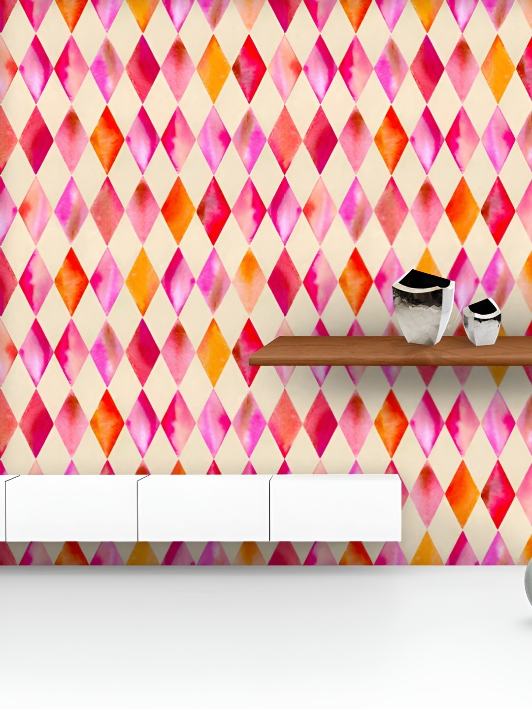 

ArtzFolio Printed UV-Resistant Anti-Bacterial Watercolor Geometric Style Peel & Stick Wallpaper, Multi