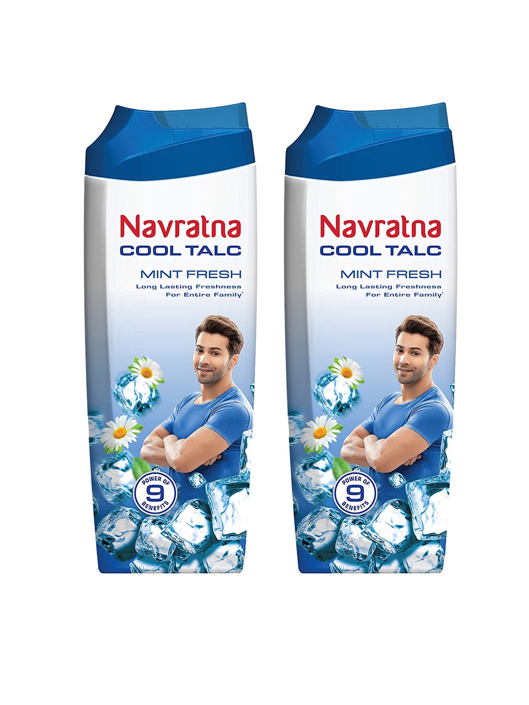

Navratna Set of 2 Mint Fresh Cool Talc - 400g each, Blue