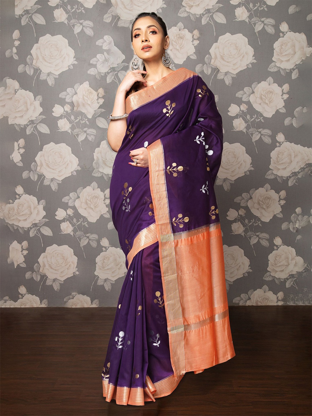 

Unnati Silks Woven Design Zari Handloom Uppada Saree, Violet