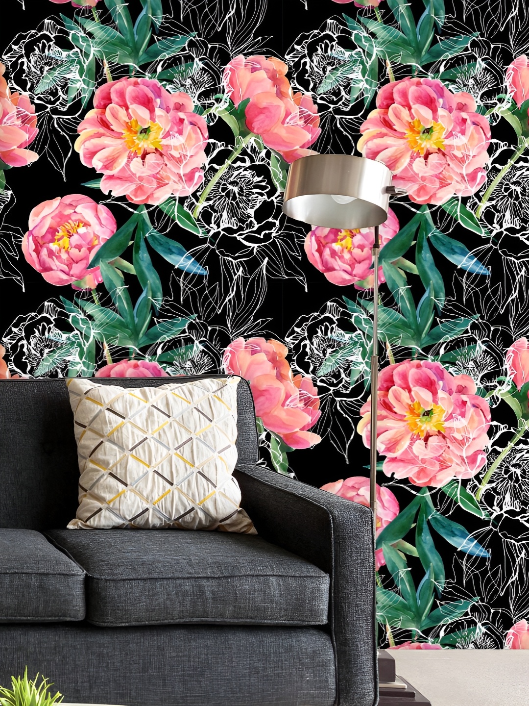 

ArtzFolio Printed UV-Resistant Anti-Bacterial Watercolor Peony Flowers Peel & Stick Wallpaper, Multi