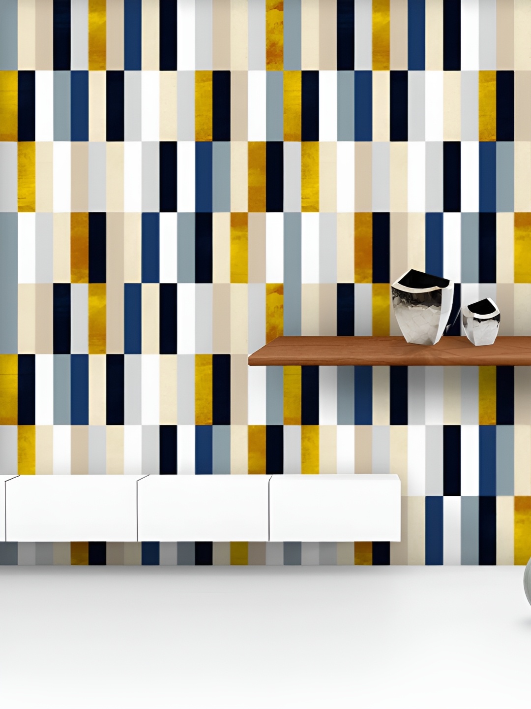 

ArtzFolio Printed UV-Resistant Anti-Bacterial Colorful Lines Peel & Stick Wallpaper, Multi