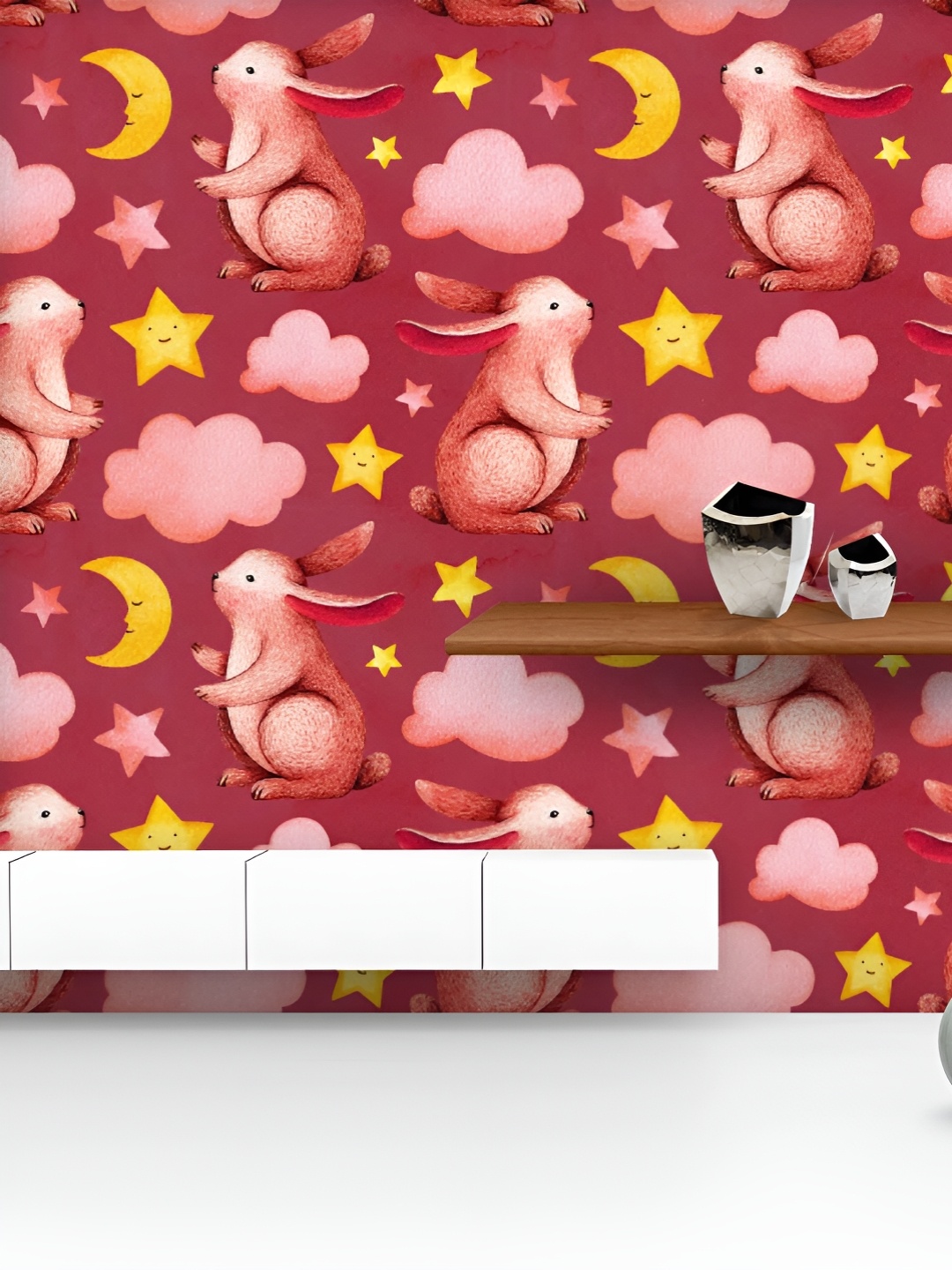 

ArtzFolio Printed UV-Resistant Anti-Bacterial Watercolor Baby Bunny Peel & Stick Wallpaper, Multi