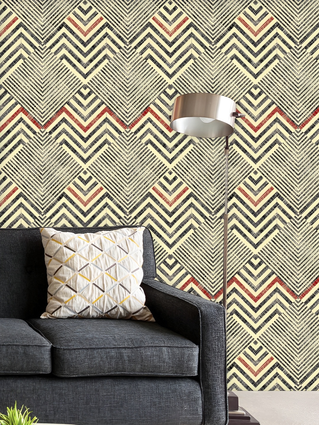 

ArtzFolio Cream Colored & Black Printed UV Resistant Wallpaper