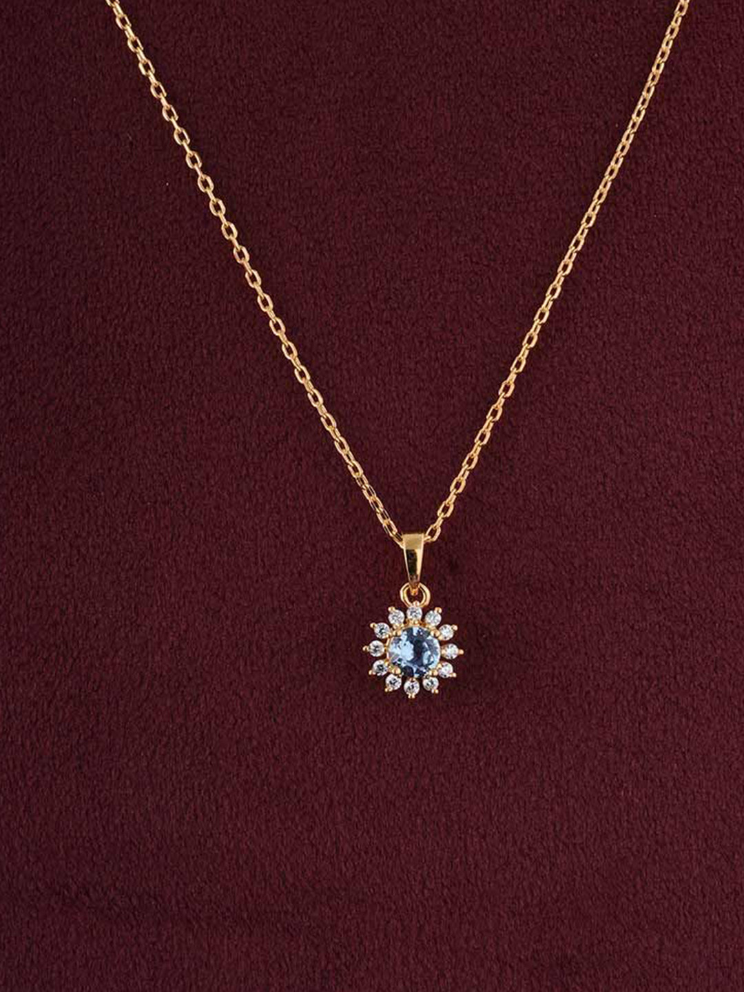 

PALMONAS Gold-Plated Stone Studded Pendant With Chain
