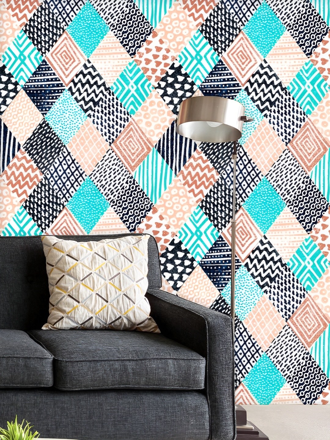 

ArtzFolio Printed UV-Resistant Anti-Bacterial Vintage Geometric Pattern Peel & Stick Wallpaper, Multi