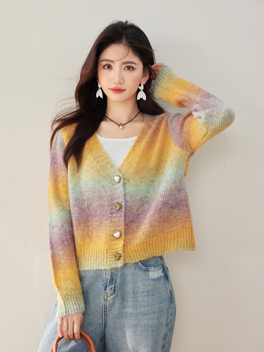 

JC Collection Women Striped Cardigan, Yellow