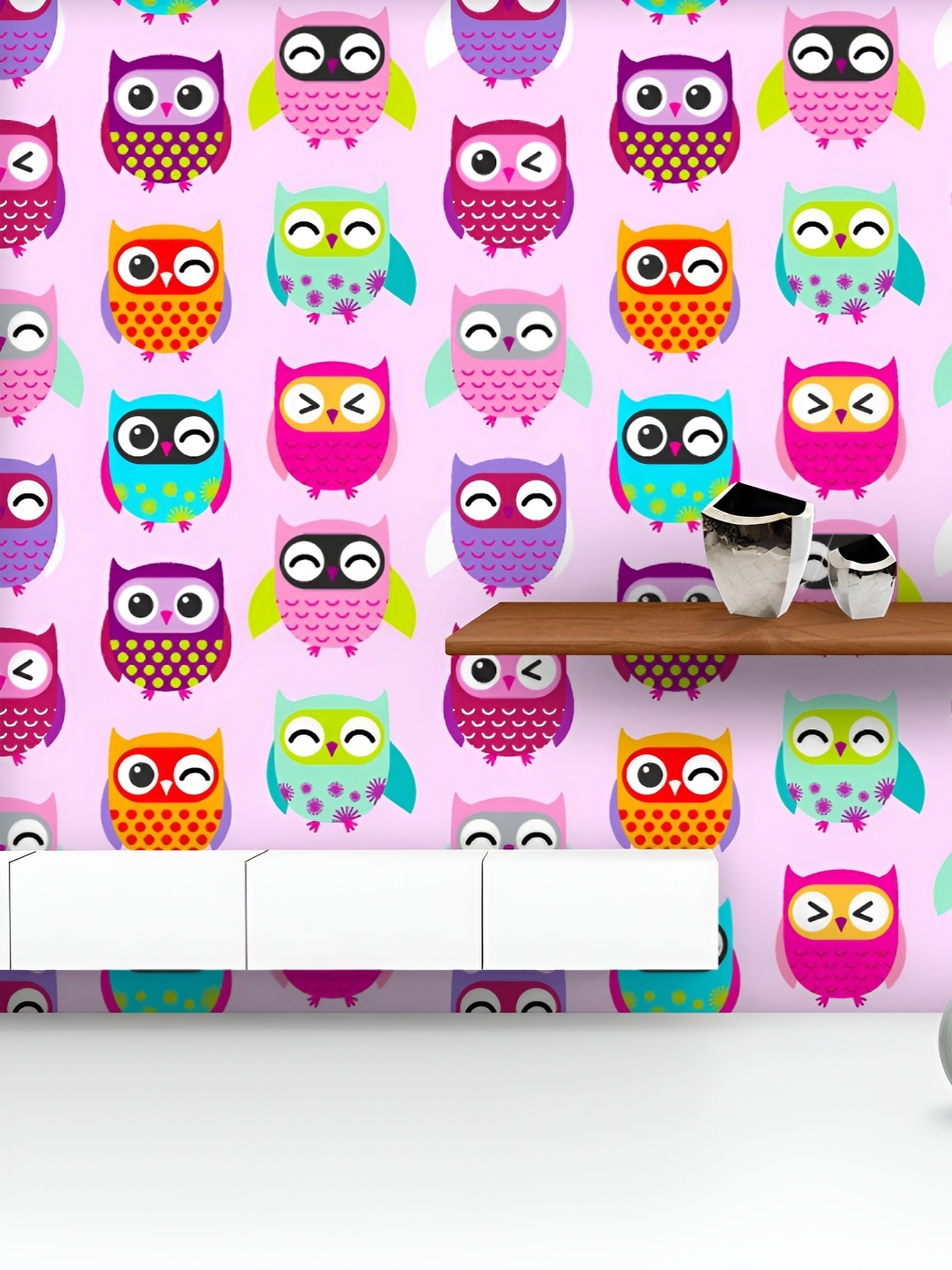 

ArtzFolio Printed UV-Resistant Anti-Bacterial Owls Pattern Peel & Stick Wallpaper, Multi