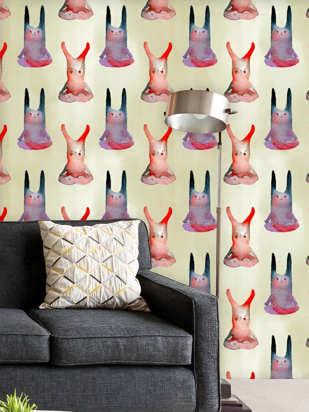 

ArtzFolio Printed UV-Resistant Anti-Bacterial Yoga Bunny Peel & Stick Wallpaper, Multi