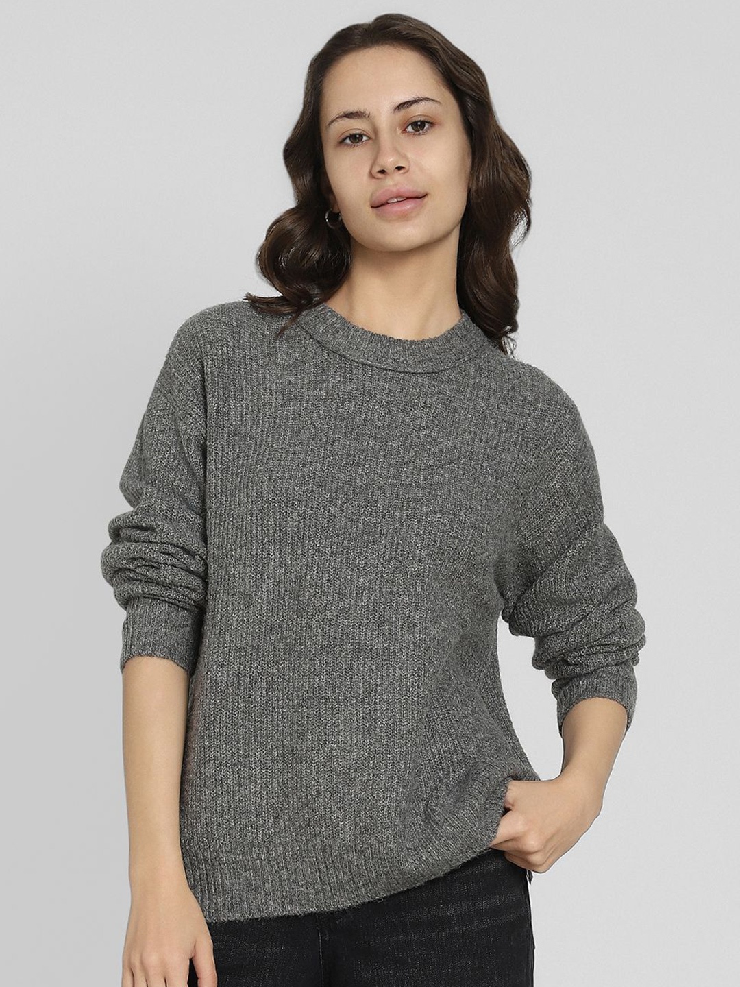 

AMERICAN EAGLE OUTFITTERS Women Round Neck Pullover Sweater, Grey