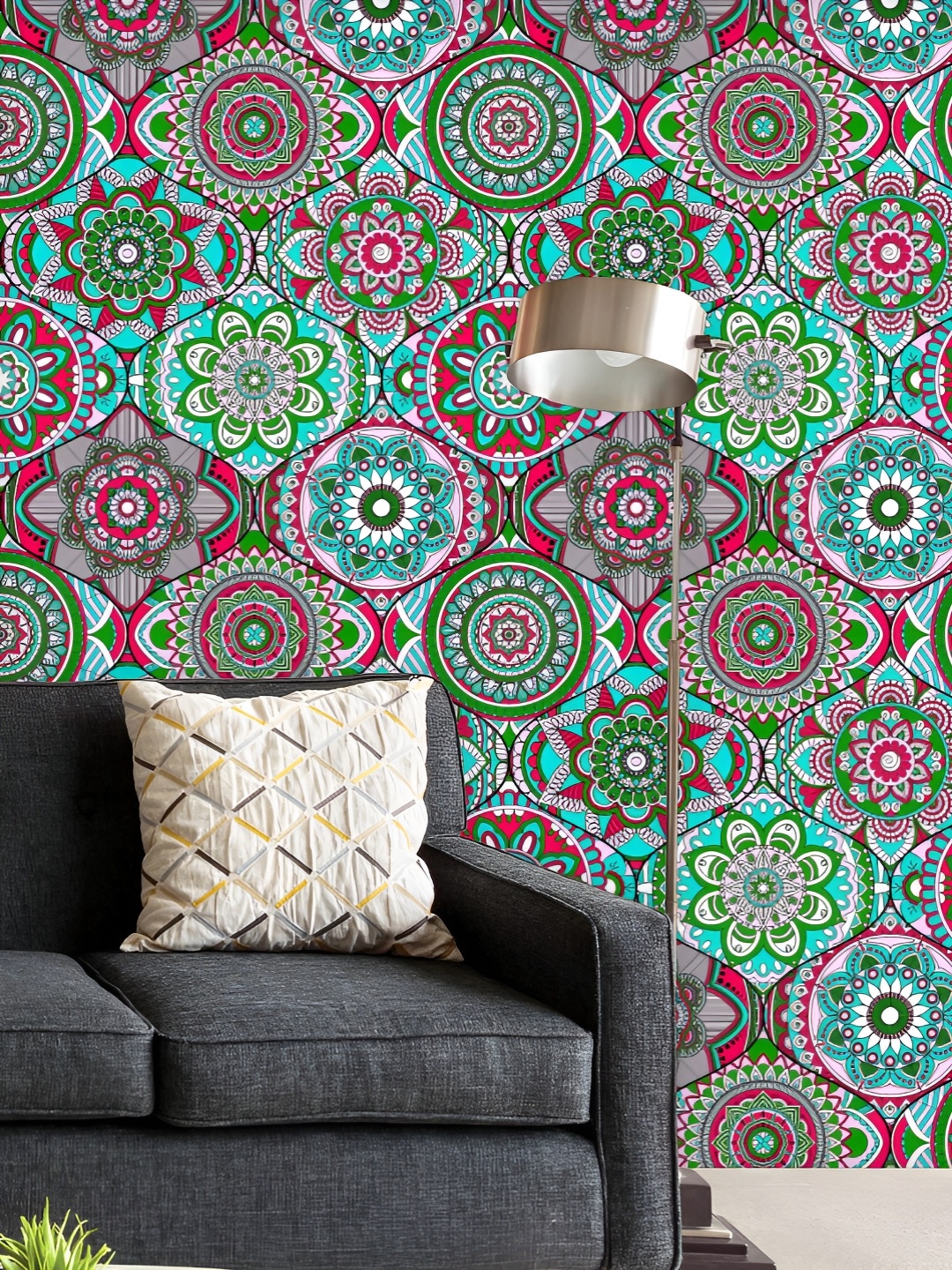 

ArtzFolio Printed UV-Resistant Anti-Bacterial Vintage Arabic Indian Motifs Peel & Stick Wallpaper, Multi