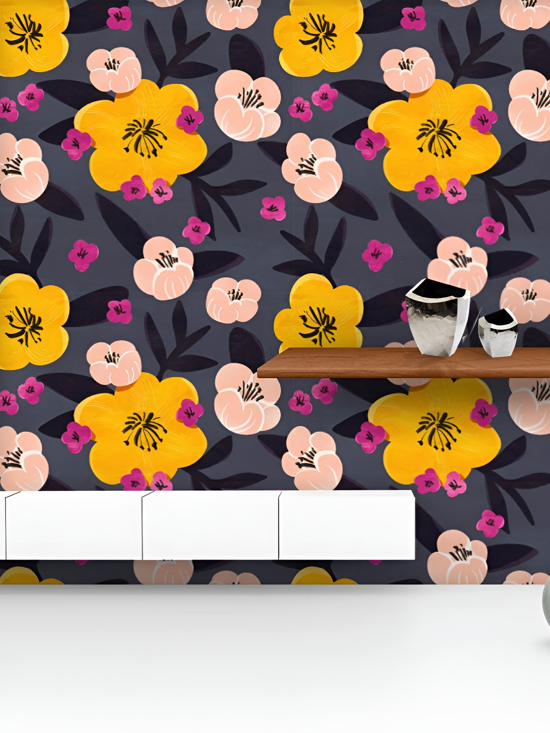 

ArtzFolio Printed UV-Resistant Anti-Bacterial Botanical Floral Style Peel & Stick Wallpaper, Multi