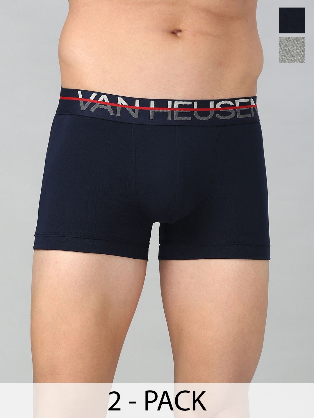 

Van Heusen Pack of 2 Men Solid Super Combed Cotton Trunks, Navy blue