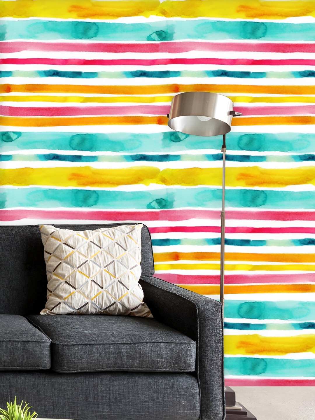 

ArtzFolio Printed UV-Resistant Anti-Bacterial Watercolor Stripes Peel & Stick Wallpaper, Multi