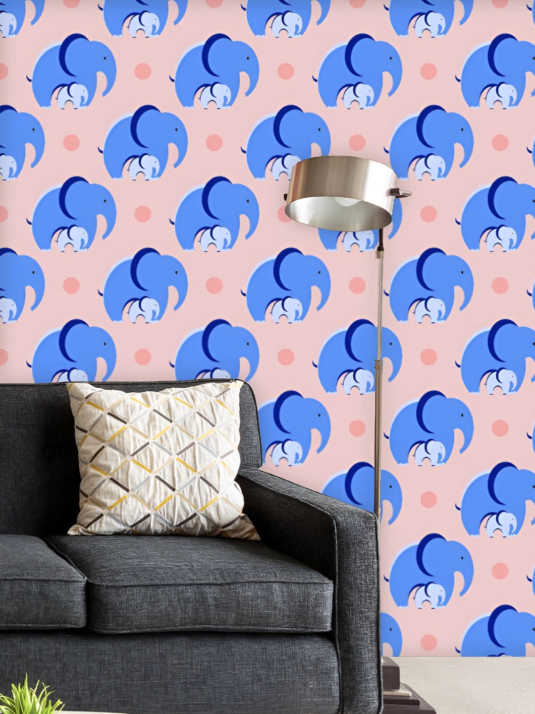 

ArtzFolio Printed UV-Resistant Anti-Bacterial Elephant And Cub Peel & Stick Wallpaper, Multi