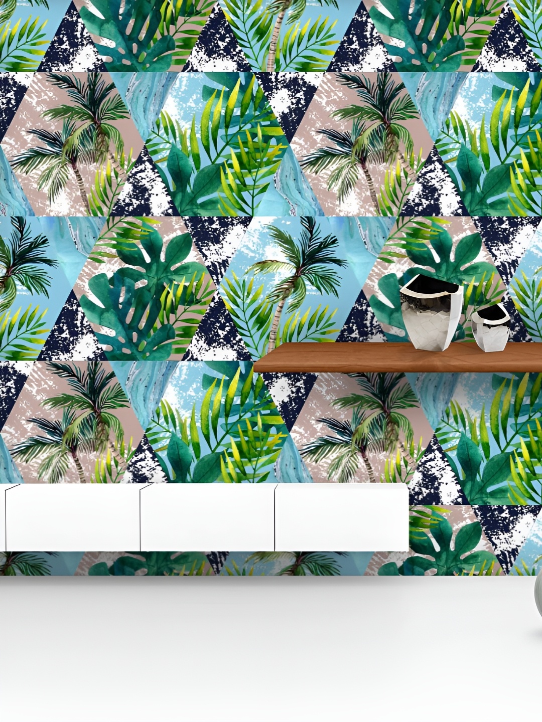 

ArtzFolio Printed UV-Resistant Anti-Bacterial Tropical Leaves And Palm Trees Peel & Stick Wallpaper, Multi
