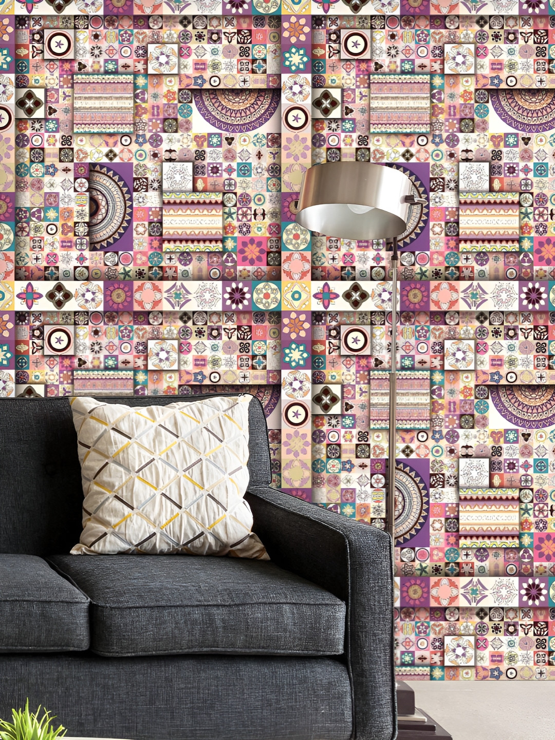 

ArtzFolio White & Purple Printed UV Resistant Wallpaper