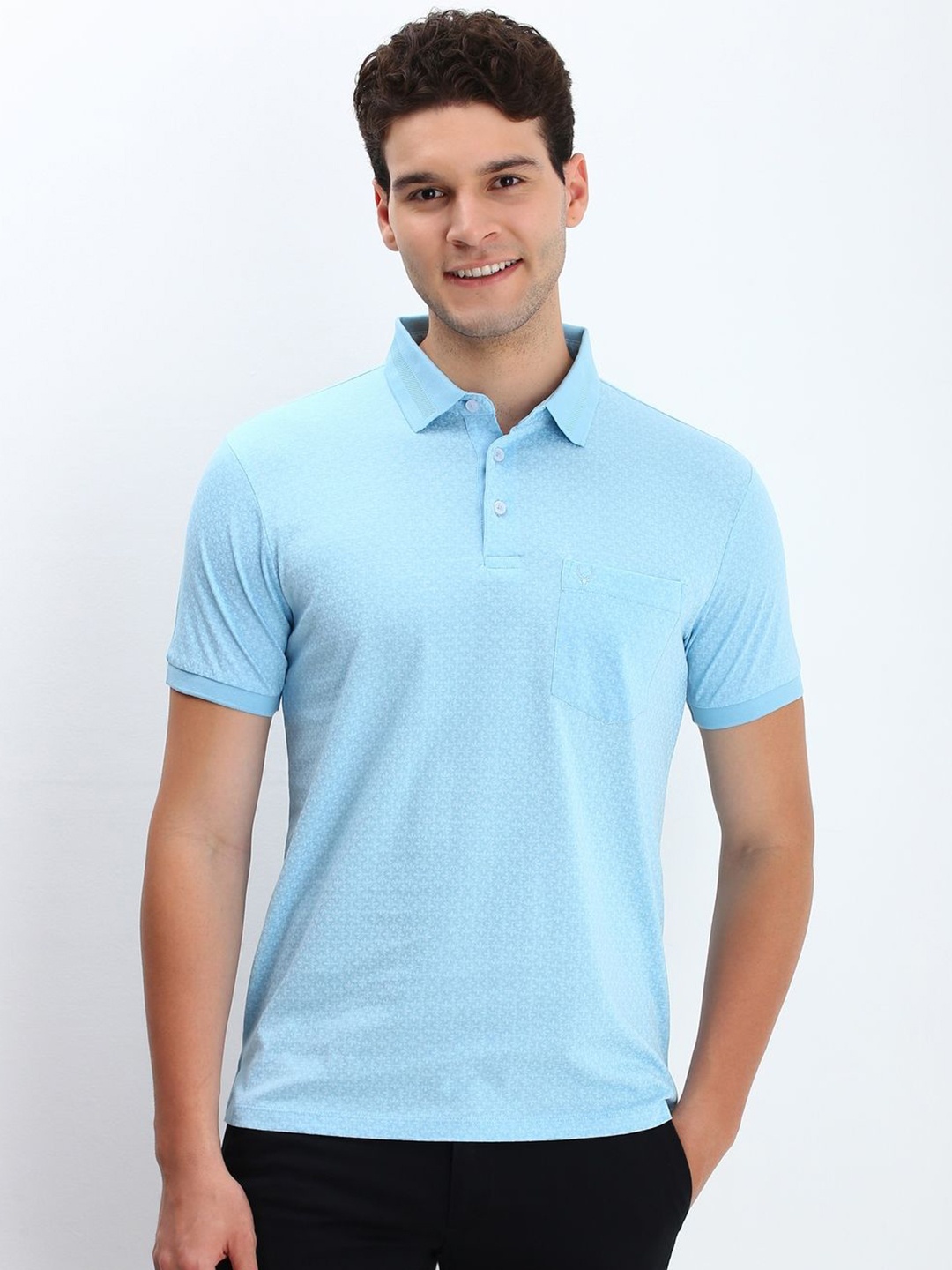

Allen Solly Men Printed Polo Collar Pockets T-shirt, Blue