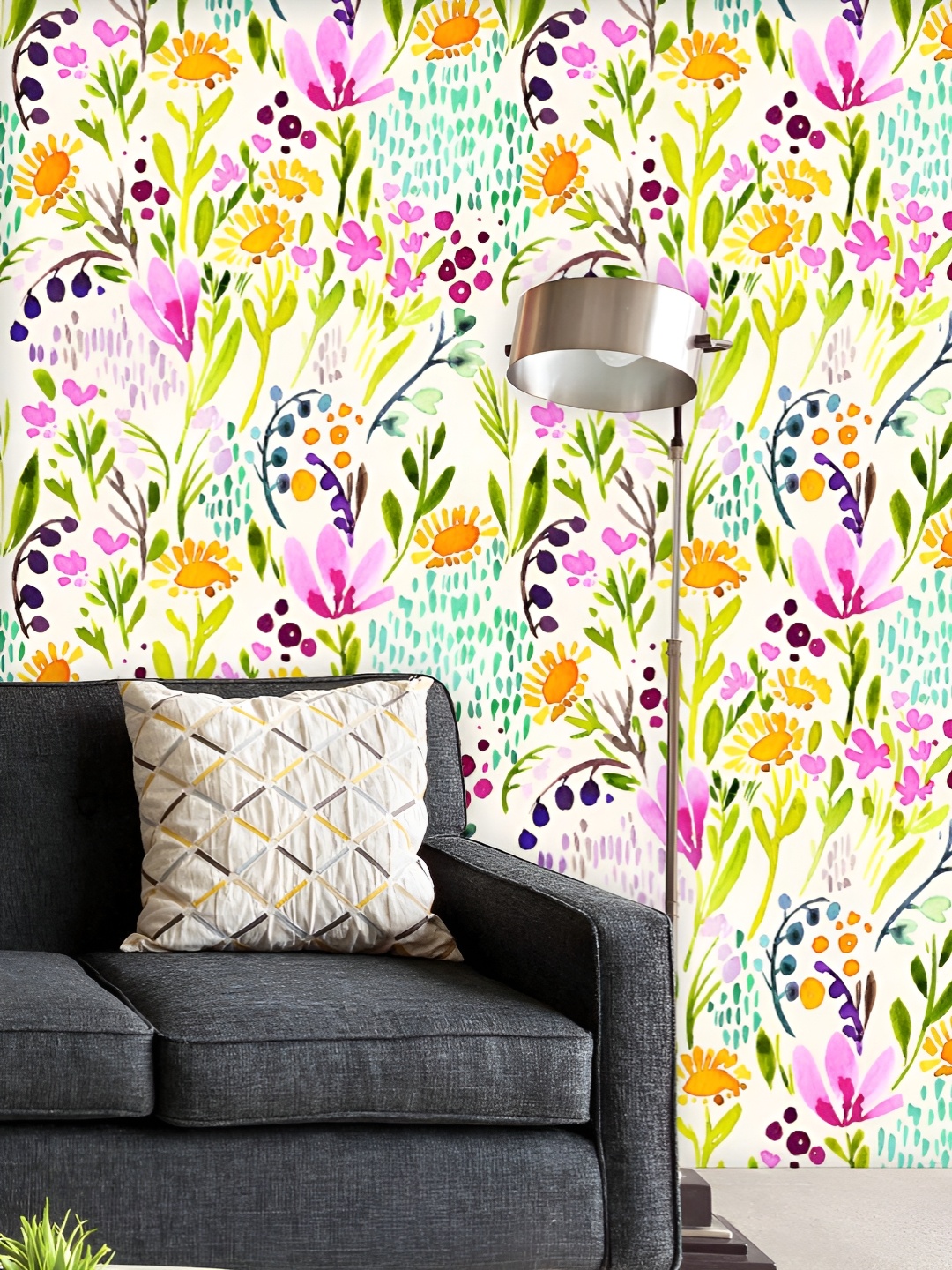 

ArtzFolio Printed UV-Resistant Anti-Bacterial Watercolor Floral Pattern Peel & Stick Wallpaper, Multi