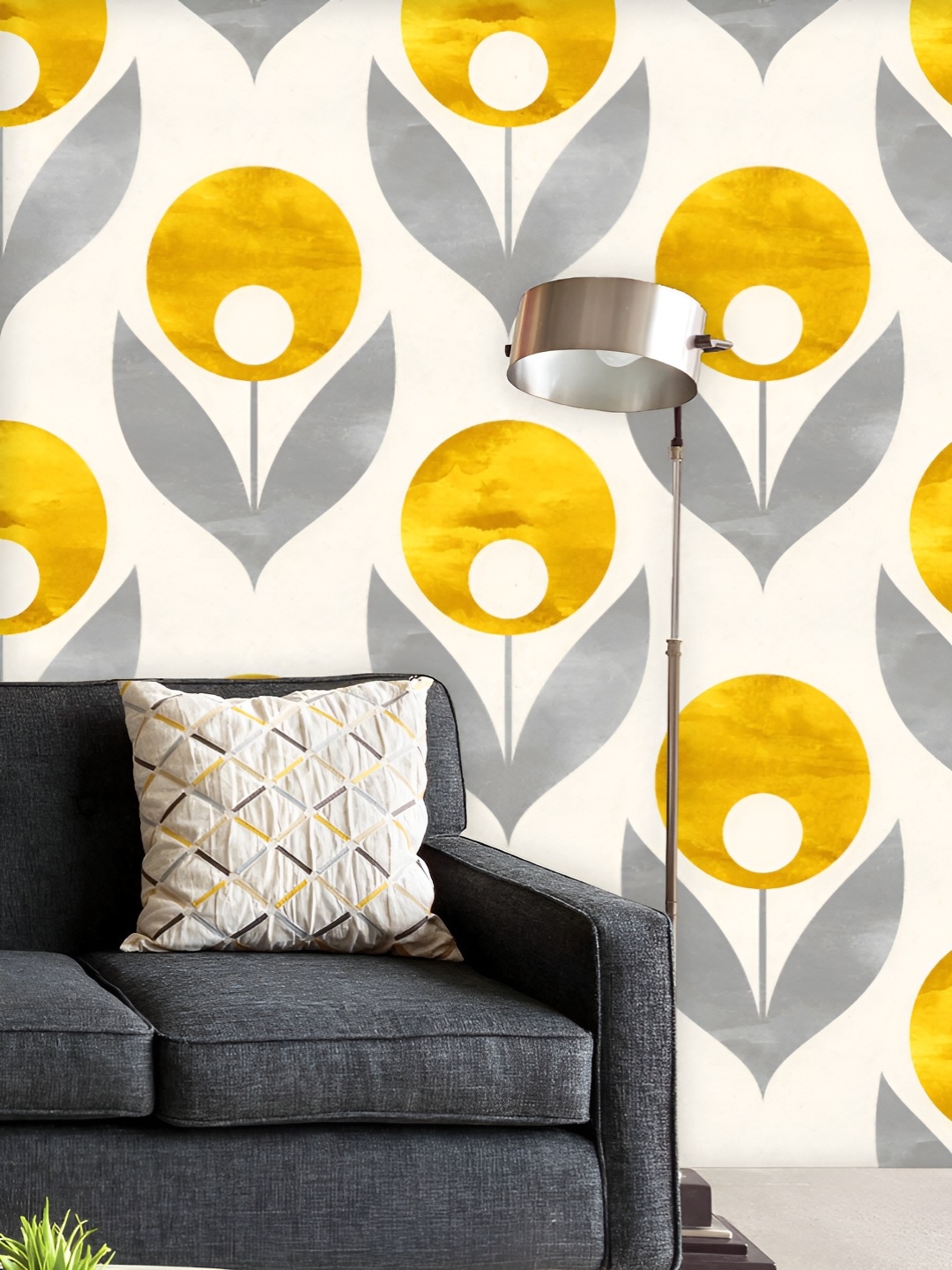 

ArtzFolio White & Yellow Printed UV Resistant Wallpaper