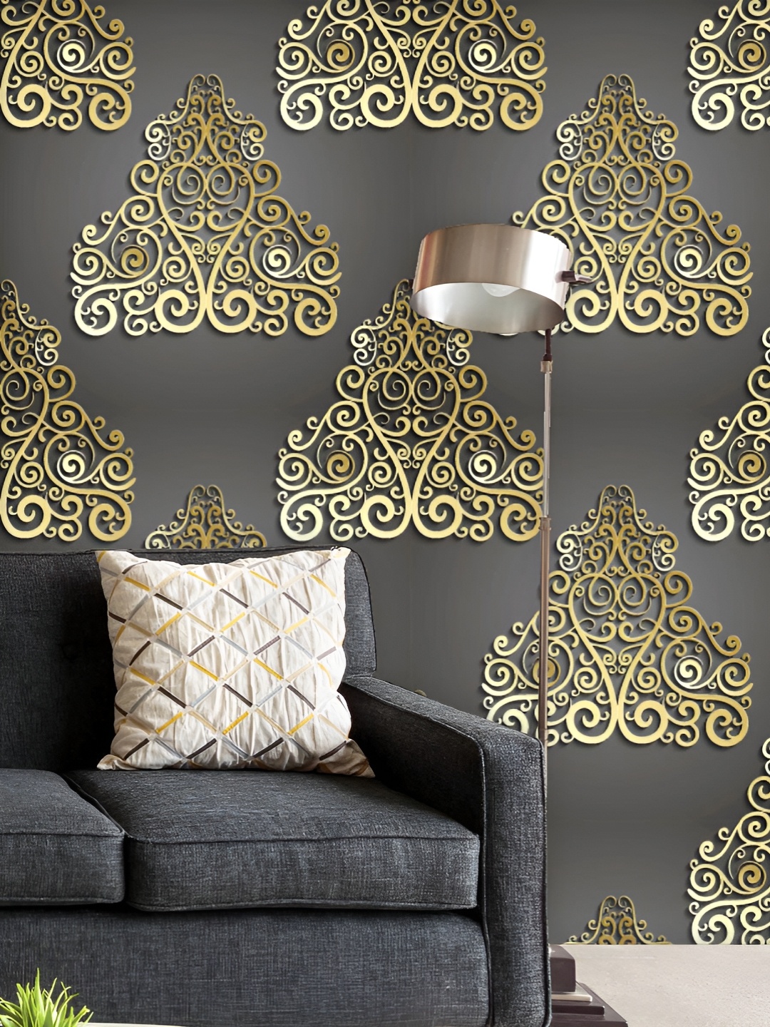 

ArtzFolio Printed UV-Resistant Anti-Bacterial Damask Pattern Peel & Stick Wallpaper, Multi