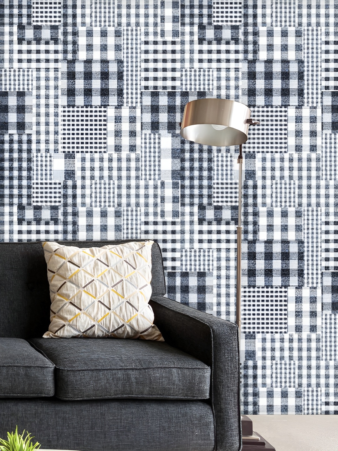 

ArtzFolio Printed UV-Resistant Anti-Bacterial Plaid Pattern Peel & Stick Wallpaper, Multi