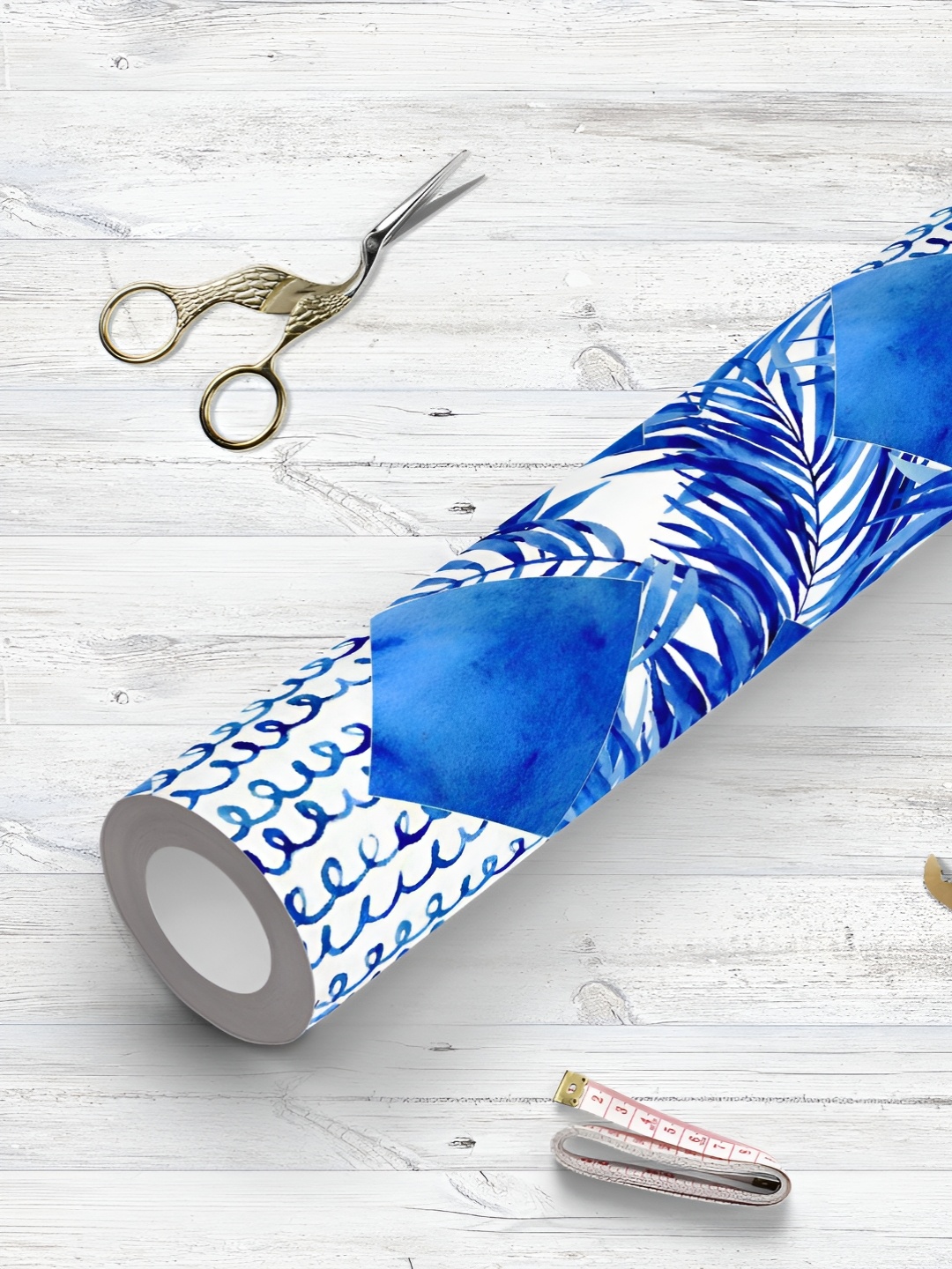 

ArtzFolio Printed UV-Resistant Anti-Bacterial Blue Watercolor Elements Peel & Stick Wallpaper, Multi