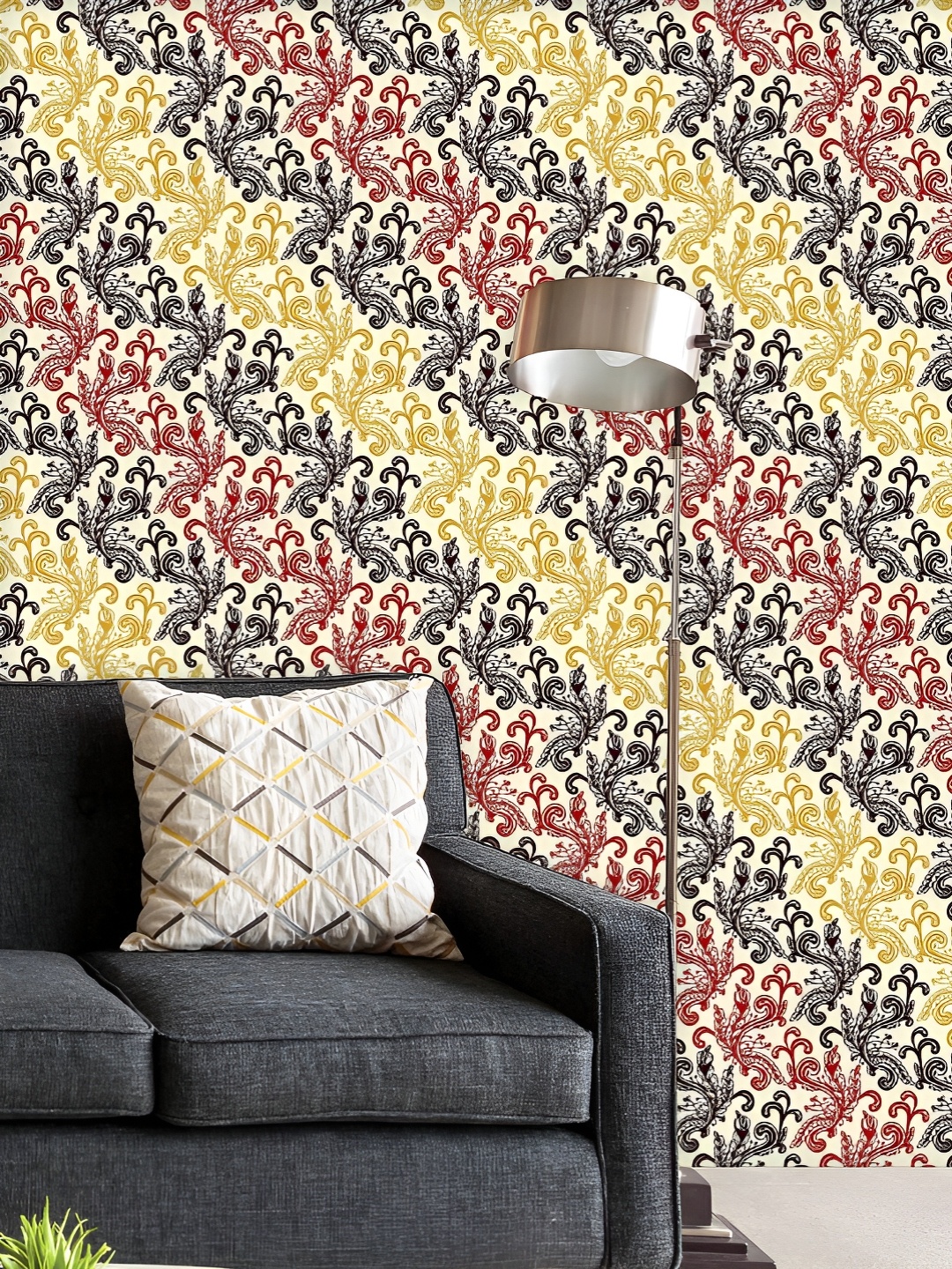 

ArtzFolio Cream Colored & Yellow Printed UV Resistant Wallpaper