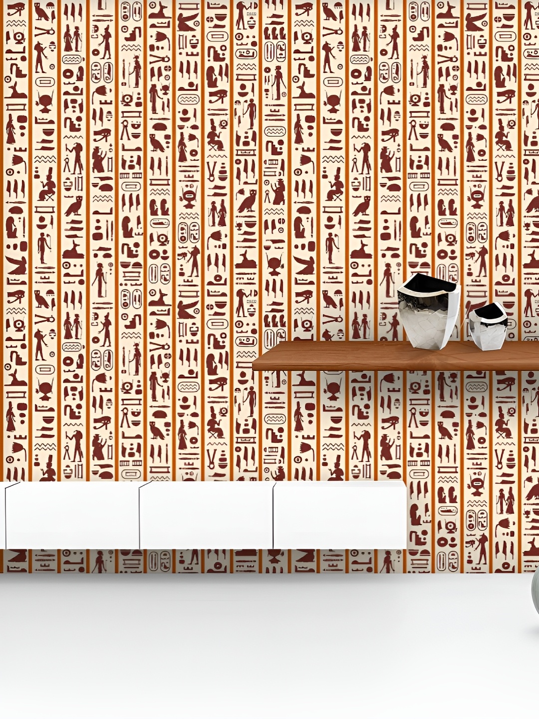 

ArtzFolio Printed UV-Resistant Anti-Bacterial Ancient Egyptian Hieroglyphs And Symbols Peel & Stick Wallpaper, Multi