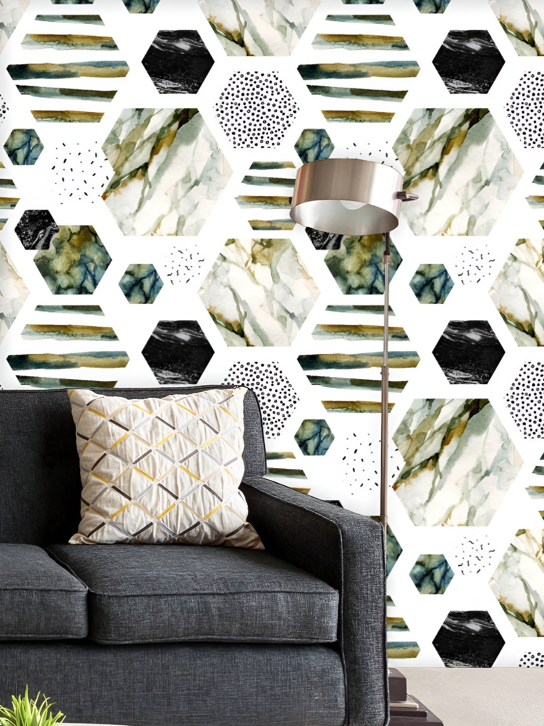 

ArtzFolio Printed UV-Resistant Anti-Bacterial Colorful Hexagons Peel & Stick Wallpaper, Multi