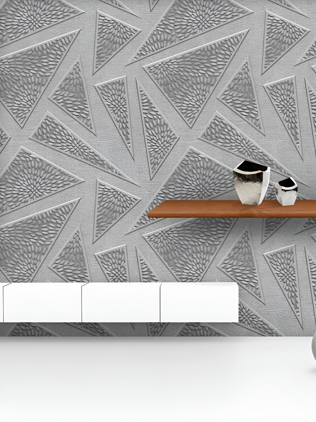 

ArtzFolio Printed UV-Resistant Anti-Bacterial D Carving Triangle Peel & Stick Wallpaper, Multi