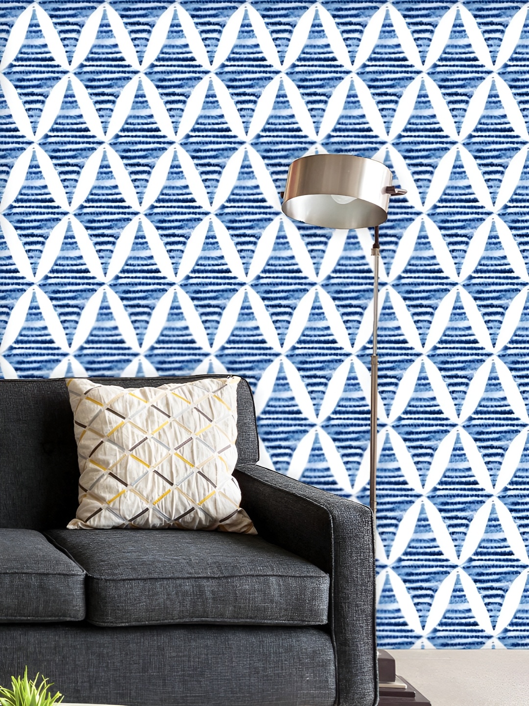 

ArtzFolio Printed UV-Resistant Anti-Bacterial Blue Watercolor Rhombus Peel & Stick Wallpaper, Multi