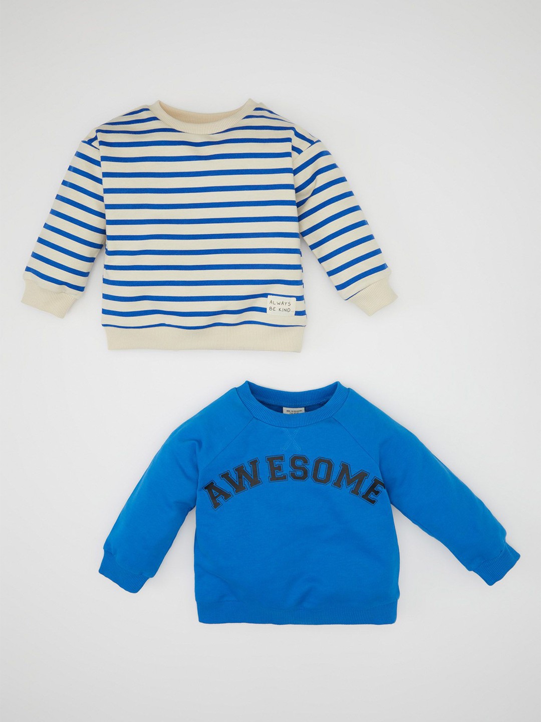 

DeFacto Boys Pack of 2 Pure Cotton Round Neck Pullover Sweater, Blue