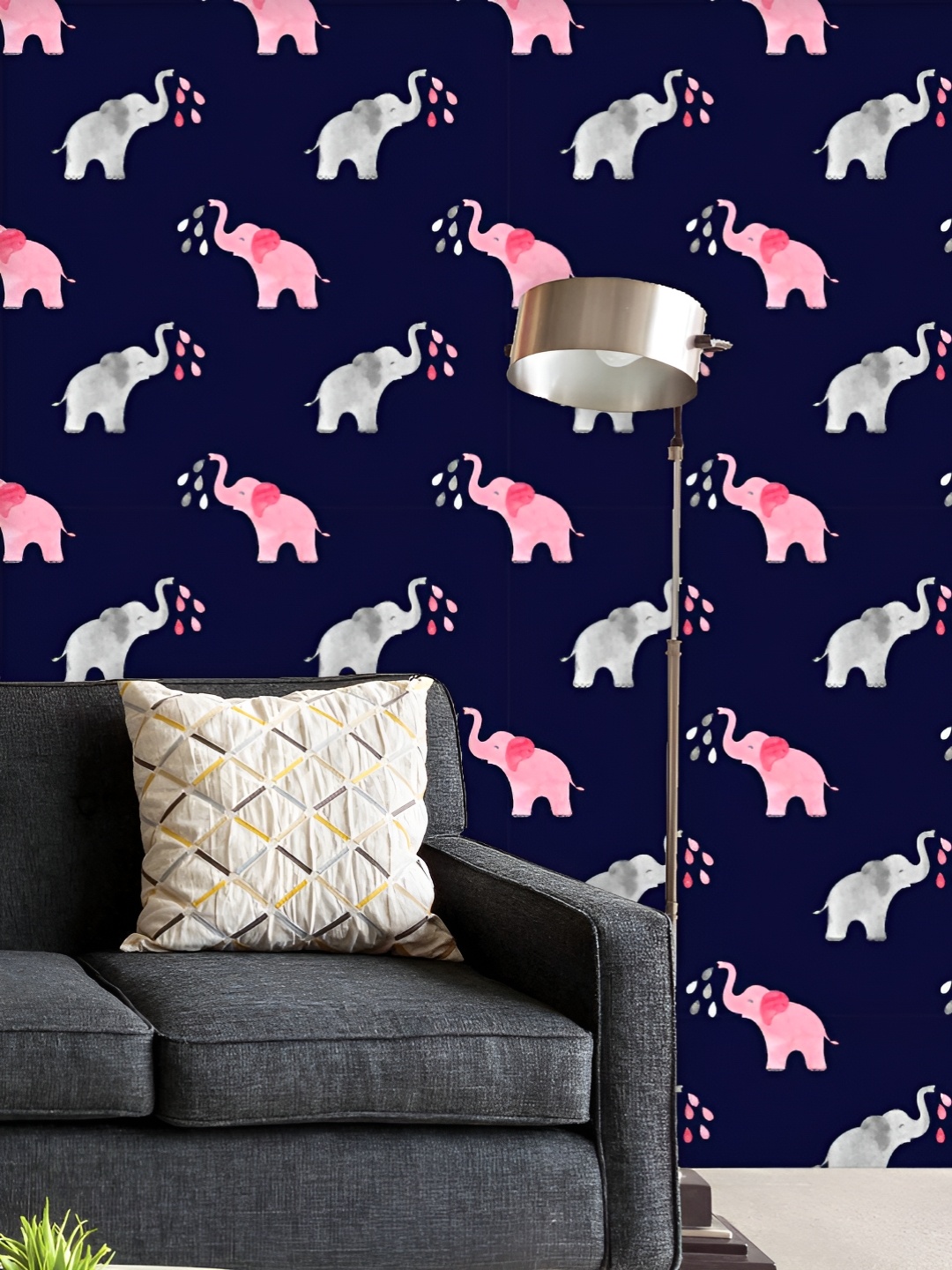 

ArtzFolio Printed UV-Resistant Anti-Bacterial Watercolor Elephants Peel & Stick Wallpaper, Multi