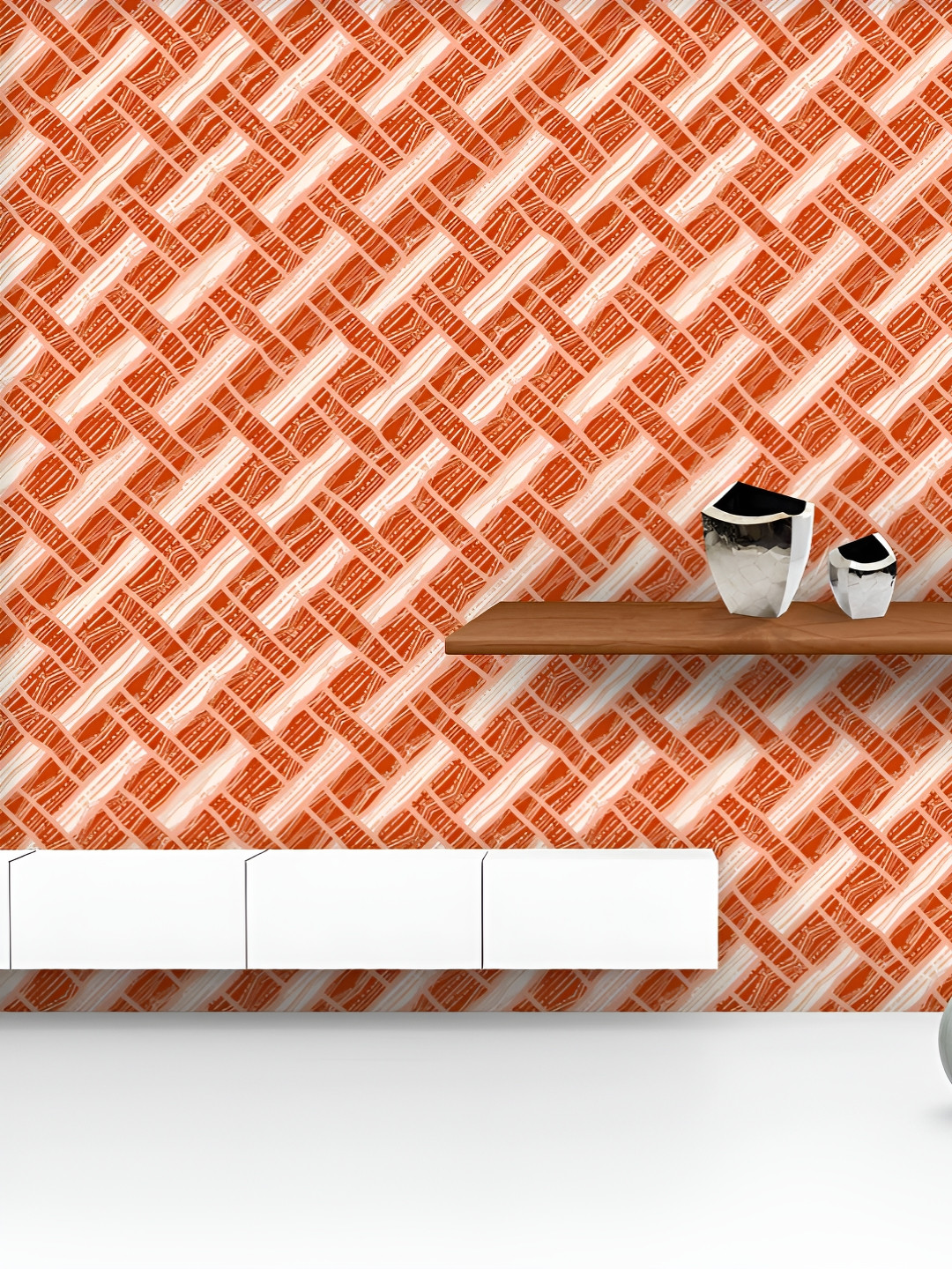 

ArtzFolio Printed UV-Resistant Anti-Bacterial Red Criss-Cross Peel & Stick Wallpaper, Multi