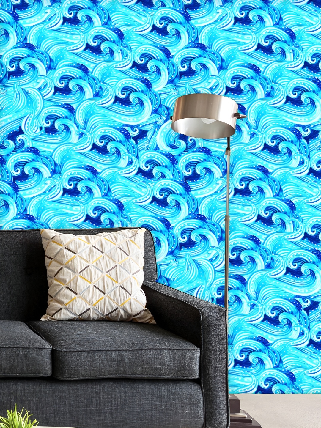 

ArtzFolio Printed UV-Resistant Anti-Bacterial Watercolor Sea Flow Peel & Stick Wallpaper, Multi