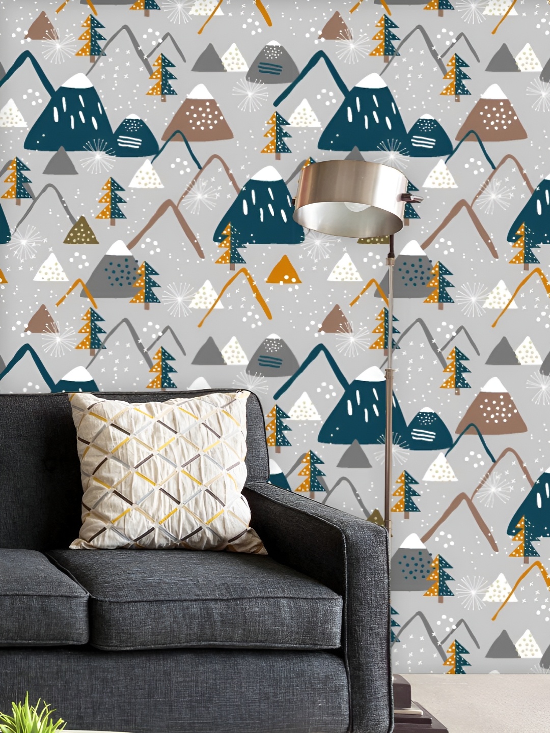 

ArtzFolio Printed UV-Resistant Anti-Bacterial Snowy Mountain Pattern Peel & Stick Wallpaper, Multi